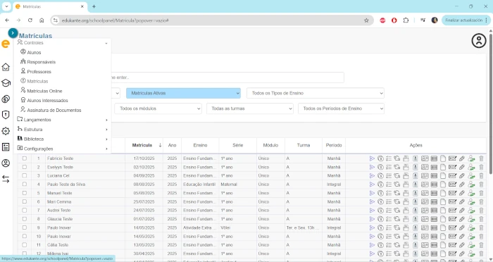 Programa de Gestão Escolar - Matrículas