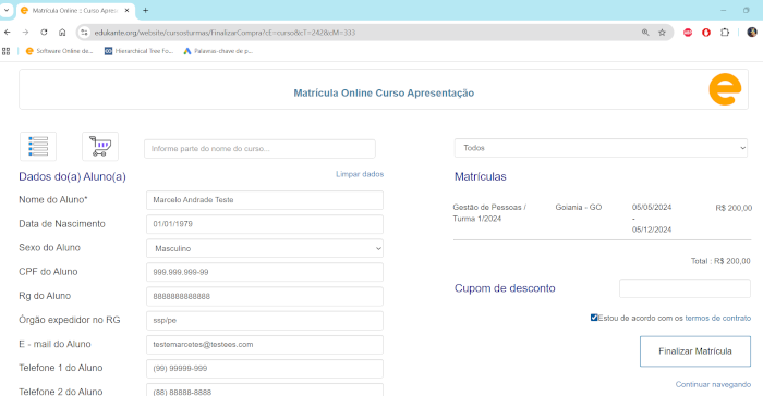 Sistema de Matrículas Online para Escolas