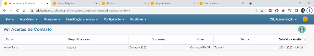 Software Escolar - Assinatura Digital de Contrato