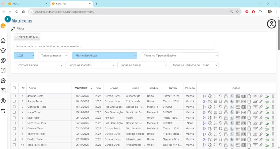 Módulos do ERP Escolar