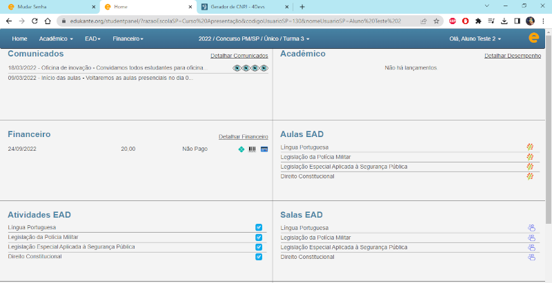 Software para Cursos, Escolas e Faculdades Painel do Aluno